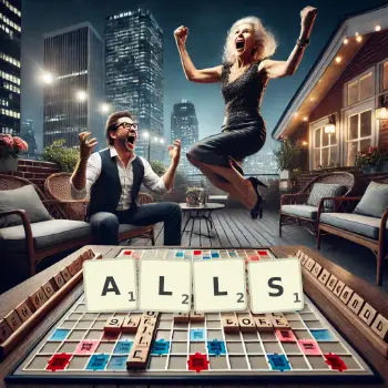 Creative illustration for a Scrabble game with the word ALLS spelled out in tiles on the board.
