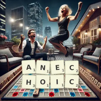 Creative illustration for a Scrabble game with the word ANECHOIC spelled out in tiles on the board.