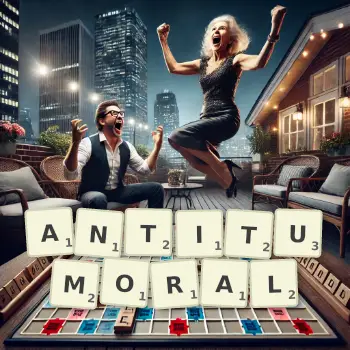 Creative illustration for a Scrabble game with the word ANTITUMORAL spelled out in tiles on the board.