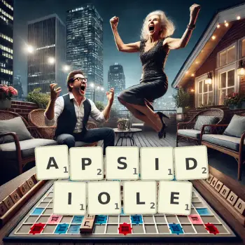 Creative illustration for a Scrabble game with the word APSIDIOLE spelled out in tiles on the board.