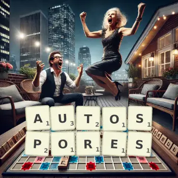 Creative illustration for a Scrabble game with the word AUTOSPORES spelled out in tiles on the board.