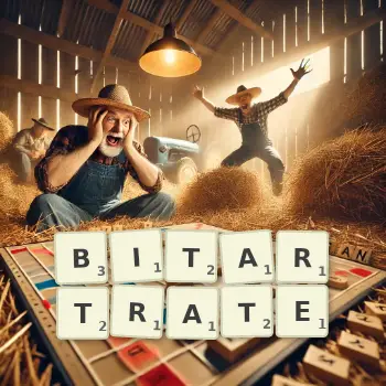 Creative illustration for a Scrabble game with the word BITARTRATE spelled out in tiles on the board.