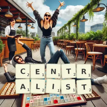 Creative illustration for a Scrabble game with the word CENTRALIST spelled out in tiles on the board.