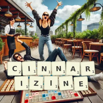 Creative illustration for a Scrabble game with the word CINNARIZINE spelled out in tiles on the board.