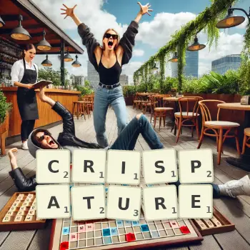 Creative illustration for a Scrabble game with the word CRISPATURE spelled out in tiles on the board.