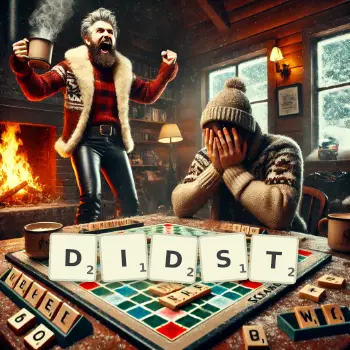 Creative illustration for a Scrabble game with the word DIDST spelled out in tiles on the board.