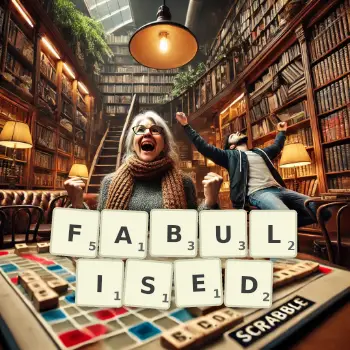 Creative illustration for a Scrabble game with the word FABULISED spelled out in tiles on the board.