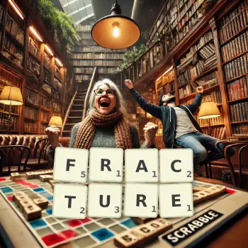 Creative illustration for a Scrabble game with the word FRACTURE spelled out in tiles on the board.