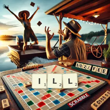 Creative illustration for a Scrabble game with the word ILL spelled out in tiles on the board.
