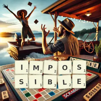 Creative illustration for a Scrabble game with the word IMPOSSIBLE spelled out in tiles on the board.