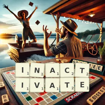 Creative illustration for a Scrabble game with the word INACTIVATE spelled out in tiles on the board.