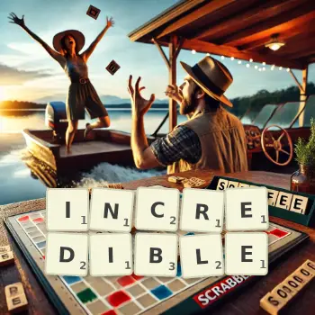 Creative illustration for a Scrabble game with the word INCREDIBLE spelled out in tiles on the board.