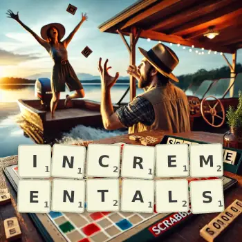 Creative illustration for a Scrabble game with the word INCREMENTALS spelled out in tiles on the board.