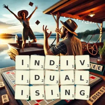 Creative illustration for a Scrabble game with the word INDIVIDUALISING spelled out in tiles on the board.