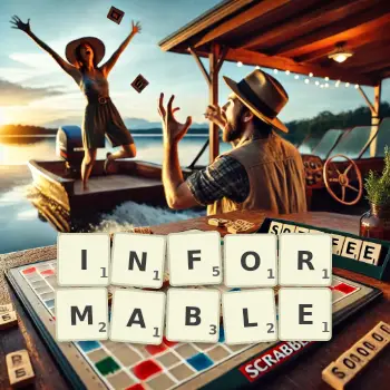 Creative illustration for a Scrabble game with the word INFORMABLE spelled out in tiles on the board.