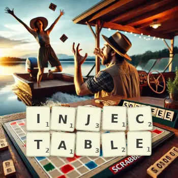 Creative illustration for a Scrabble game with the word INJECTABLE spelled out in tiles on the board.