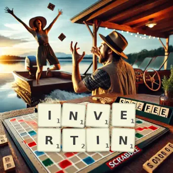 Creative illustration for a Scrabble game with the word INVERTIN spelled out in tiles on the board.