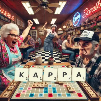 Creative illustration for a Scrabble game with the word KAPPA spelled out in tiles on the board.