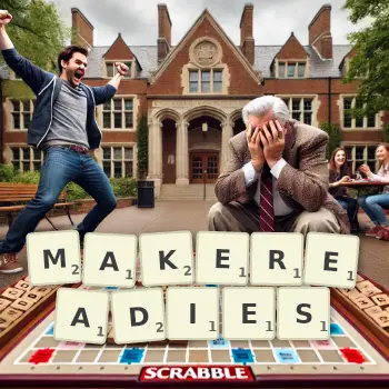 Creative illustration for a Scrabble game with the word MAKEREADIES spelled out in tiles on the board.