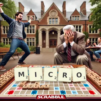 Creative illustration for a Scrabble game with the word MICRO spelled out in tiles on the board.