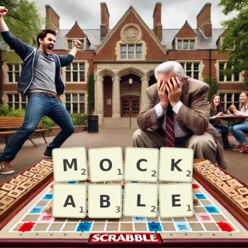 Creative illustration for a Scrabble game with the word MOCKABLE spelled out in tiles on the board.
