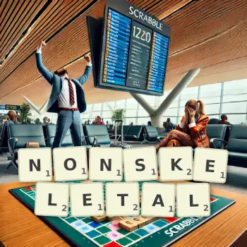Creative illustration for a Scrabble game with the word NONSKELETAL spelled out in tiles on the board.