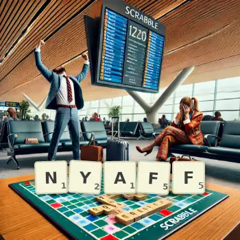 Creative illustration for a Scrabble game with the word NYAFF spelled out in tiles on the board.