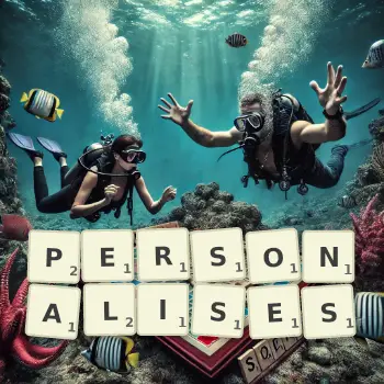 Creative illustration for a Scrabble game with the word PERSONALISES spelled out in tiles on the board.