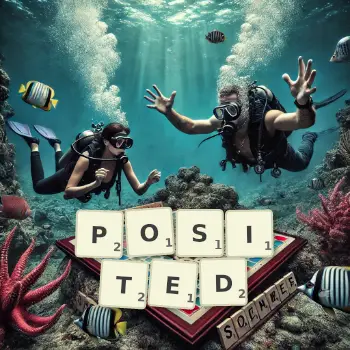 Creative illustration for a Scrabble game with the word POSITED spelled out in tiles on the board.