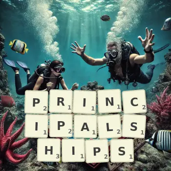 Creative illustration for a Scrabble game with the word PRINCIPALSHIPS spelled out in tiles on the board.