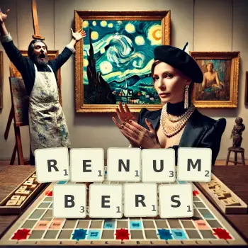 Creative illustration for a Scrabble game with the word RENUMBERS spelled out in tiles on the board.