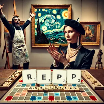 Creative illustration for a Scrabble game with the word REPP spelled out in tiles on the board.