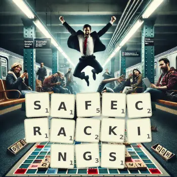 Creative illustration for a Scrabble game with the word SAFECRACKINGS spelled out in tiles on the board.