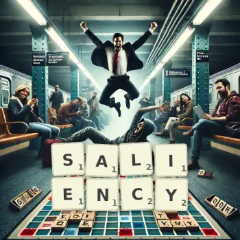 Creative illustration for a Scrabble game with the word SALIENCY spelled out in tiles on the board.