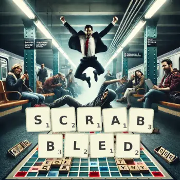 Creative illustration for a Scrabble game with the word SCRABBLED spelled out in tiles on the board.