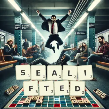 Creative illustration for a Scrabble game with the word SEALIFTED spelled out in tiles on the board.