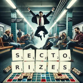 Creative illustration for a Scrabble game with the word SECTORIZES spelled out in tiles on the board.