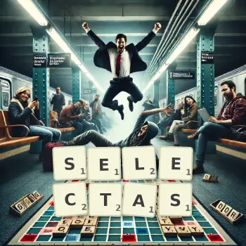 Creative illustration for a Scrabble game with the word SELECTAS spelled out in tiles on the board.