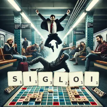 Creative illustration for a Scrabble game with the word SIGLOI spelled out in tiles on the board.