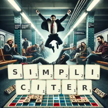 Creative illustration for a Scrabble game with the word SIMPLICITER spelled out in tiles on the board.