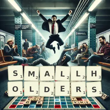 Creative illustration for a Scrabble game with the word SMALLHOLDERS spelled out in tiles on the board.