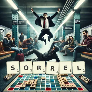 Creative illustration for a Scrabble game with the word SORREL spelled out in tiles on the board.