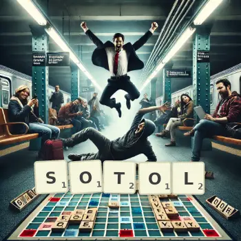 Creative illustration for a Scrabble game with the word SOTOL spelled out in tiles on the board.