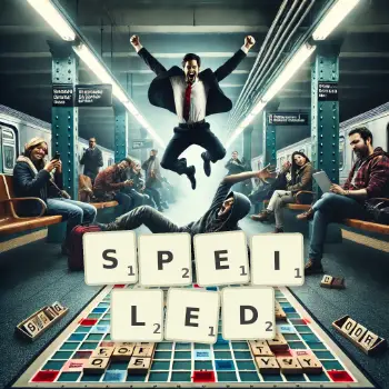 Creative illustration for a Scrabble game with the word SPEILED spelled out in tiles on the board.