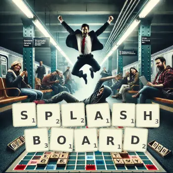 Creative illustration for a Scrabble game with the word SPLASHBOARD spelled out in tiles on the board.
