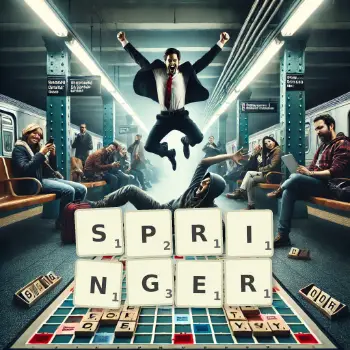 Creative illustration for a Scrabble game with the word SPRINGER spelled out in tiles on the board.