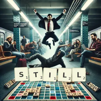 Creative illustration for a Scrabble game with the word STILL spelled out in tiles on the board.