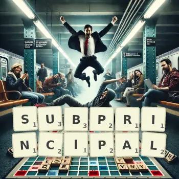 Creative illustration for a Scrabble game with the word SUBPRINCIPAL spelled out in tiles on the board.