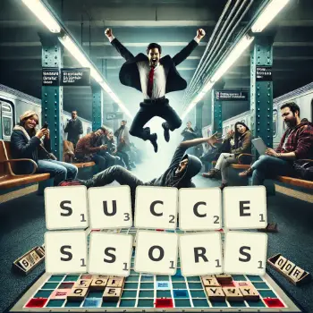 Creative illustration for a Scrabble game with the word SUCCESSORS spelled out in tiles on the board.