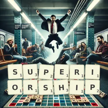 Creative illustration for a Scrabble game with the word SUPERIORSHIP spelled out in tiles on the board.